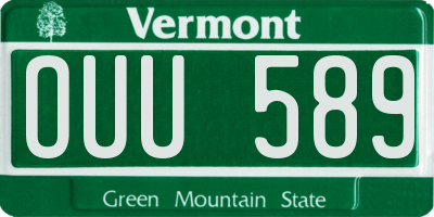 VT license plate OUU589