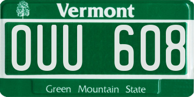 VT license plate OUU608