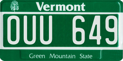 VT license plate OUU649