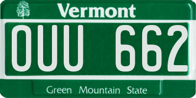 VT license plate OUU662