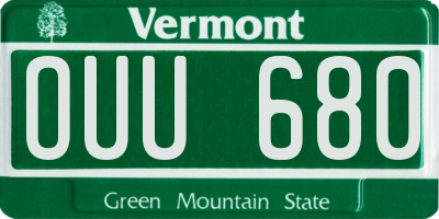 VT license plate OUU680