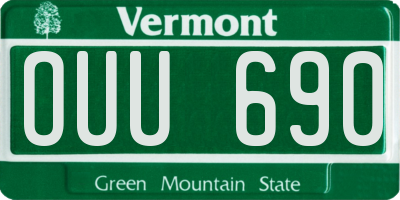VT license plate OUU690