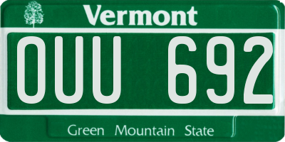 VT license plate OUU692