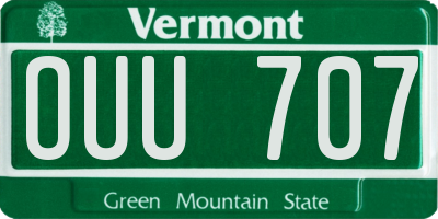 VT license plate OUU707