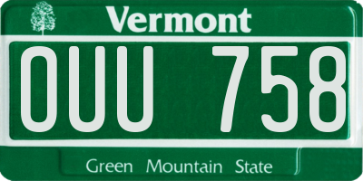 VT license plate OUU758