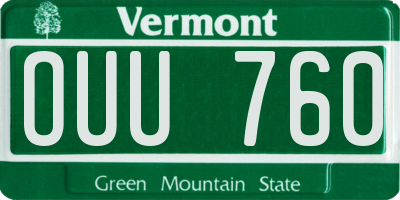 VT license plate OUU760