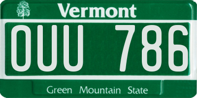 VT license plate OUU786
