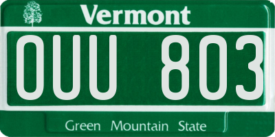 VT license plate OUU803