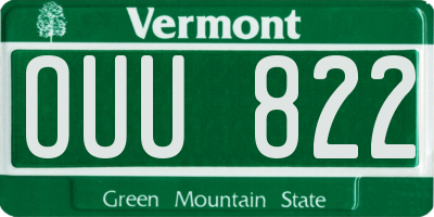 VT license plate OUU822