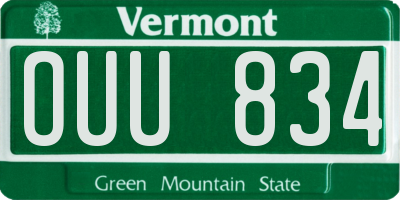 VT license plate OUU834