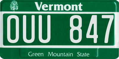 VT license plate OUU847