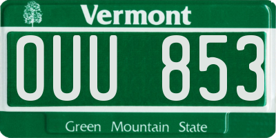 VT license plate OUU853