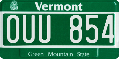 VT license plate OUU854