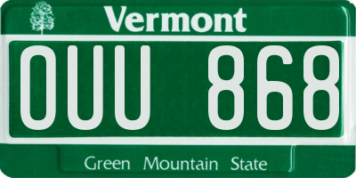 VT license plate OUU868