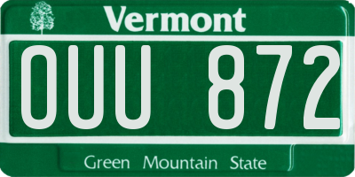 VT license plate OUU872