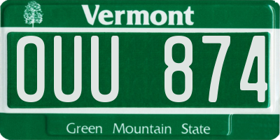 VT license plate OUU874