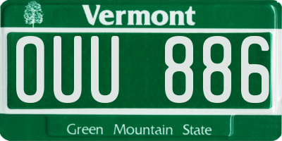 VT license plate OUU886