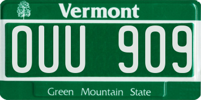 VT license plate OUU909