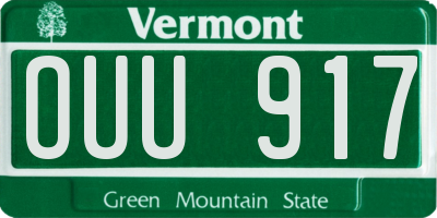 VT license plate OUU917