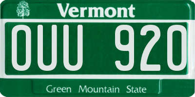 VT license plate OUU920