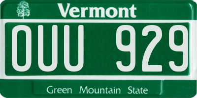 VT license plate OUU929