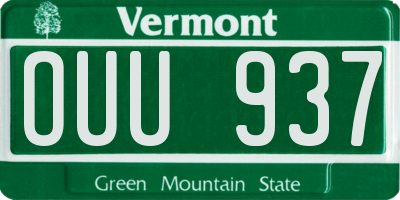 VT license plate OUU937