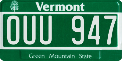 VT license plate OUU947