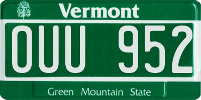 VT license plate OUU952