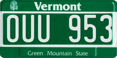 VT license plate OUU953