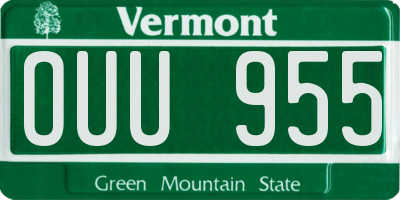 VT license plate OUU955