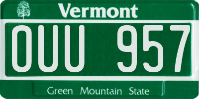VT license plate OUU957