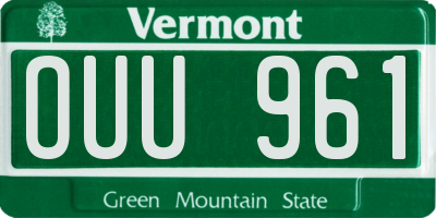 VT license plate OUU961