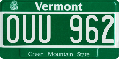 VT license plate OUU962