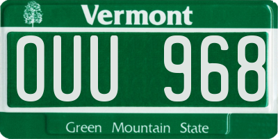 VT license plate OUU968