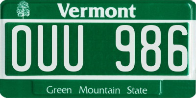 VT license plate OUU986