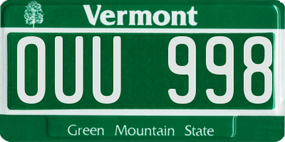 VT license plate OUU998
