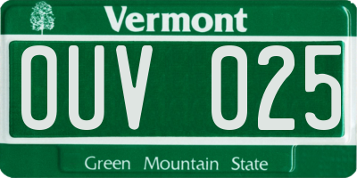 VT license plate OUV025
