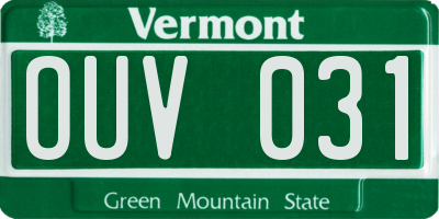 VT license plate OUV031