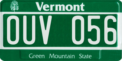 VT license plate OUV056
