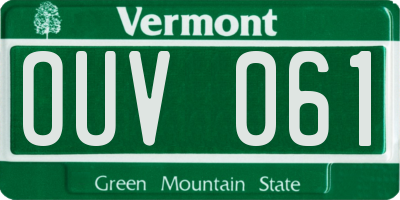 VT license plate OUV061