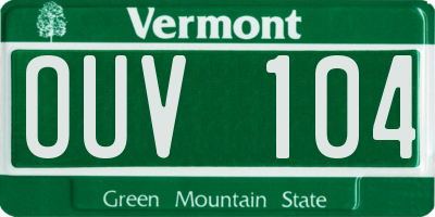 VT license plate OUV104