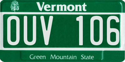 VT license plate OUV106