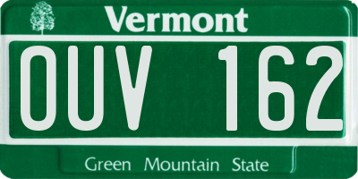 VT license plate OUV162