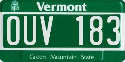 VT license plate OUV183