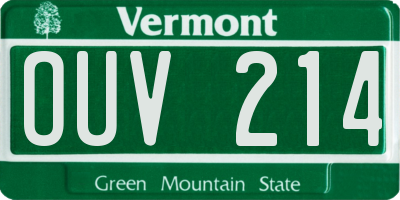 VT license plate OUV214