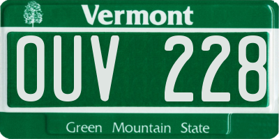 VT license plate OUV228
