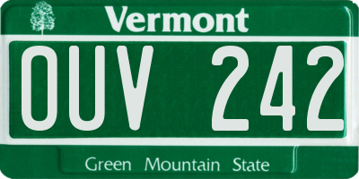 VT license plate OUV242