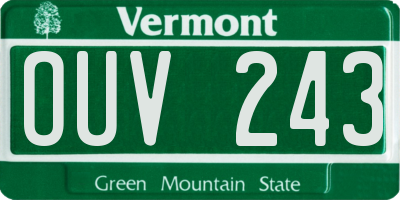 VT license plate OUV243