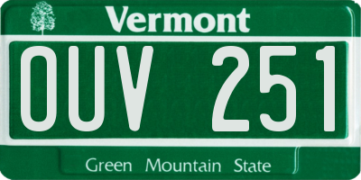 VT license plate OUV251