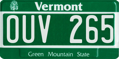 VT license plate OUV265